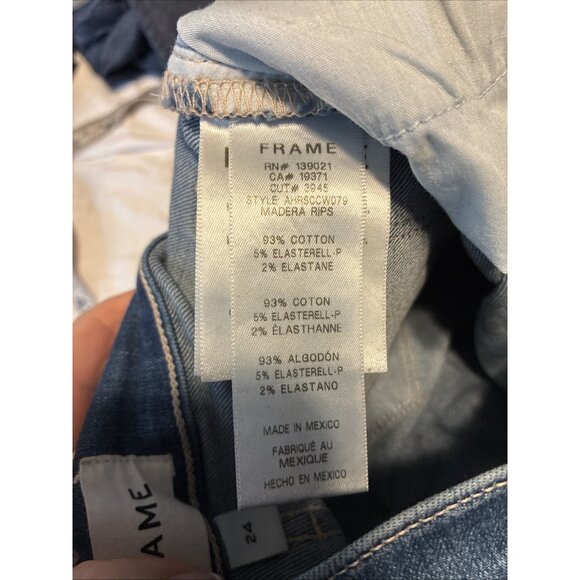 frame ali high rise cigarette distressed jeans Denim Blue Madera Rips 24 - Picture 7 of 8